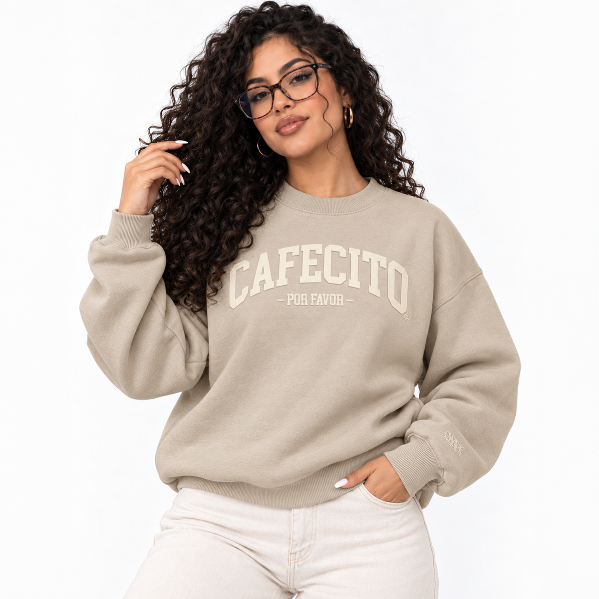 Cafecito Por Favor - Beige Cafe Con Leche Heavyweight Sweatshirt