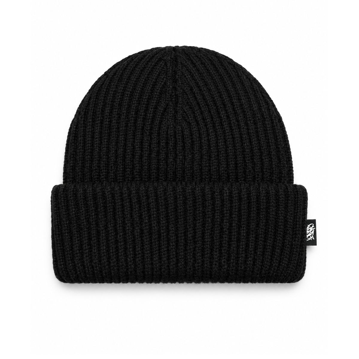 NY Hometown Logo - Triple Black Chunky Knit Cuff Beanie
