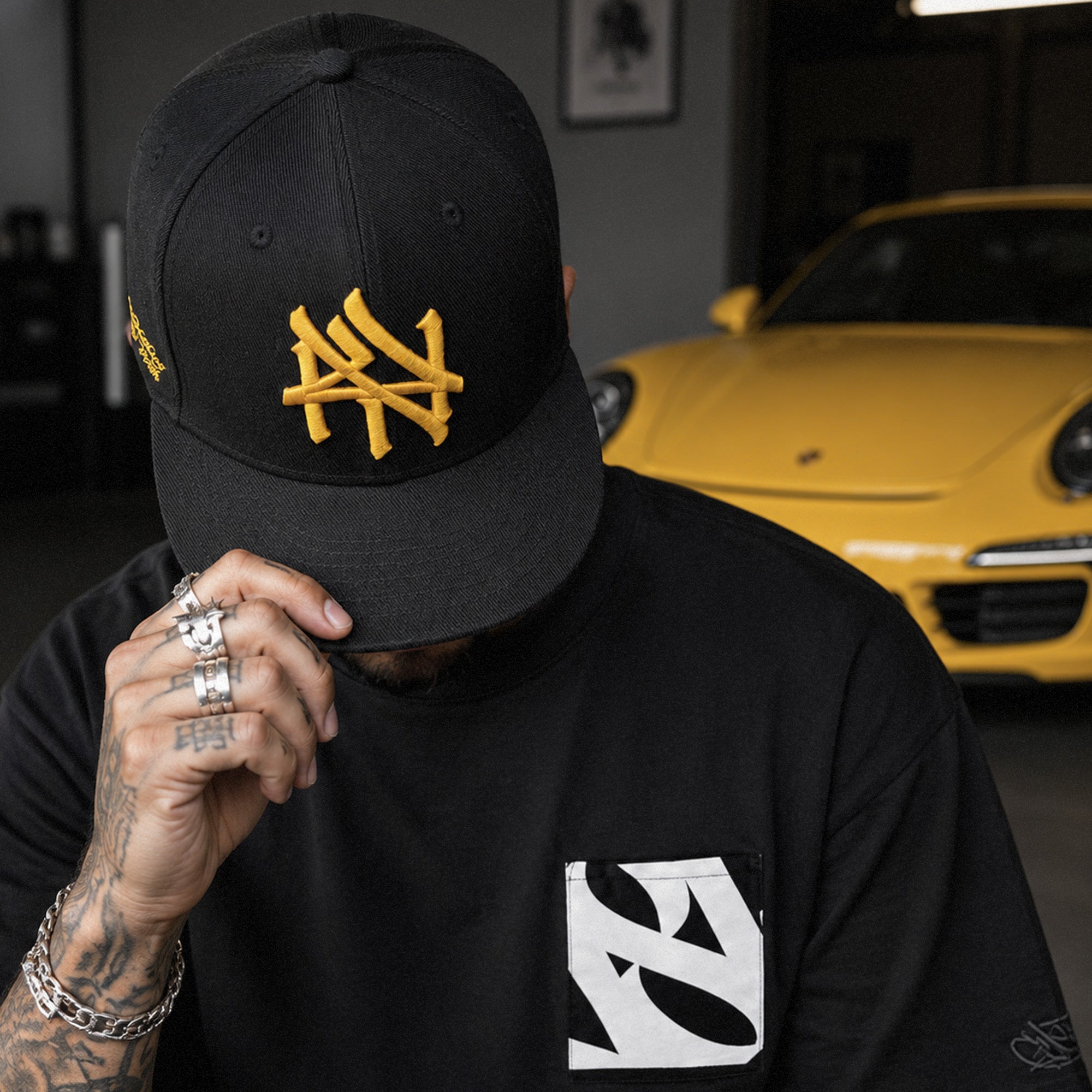 NY Hometown Logo - Shaolin Yellow Snapback Hat