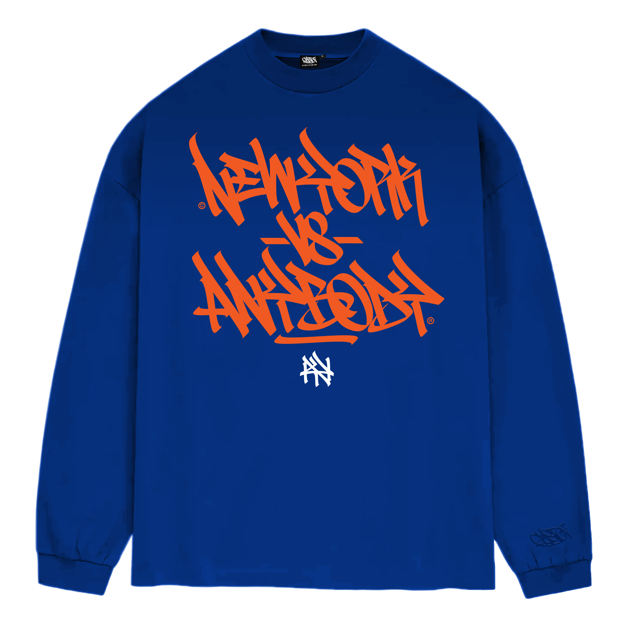 New York vs Anybody, Knicks Edition - Traditional Blue Heavyweight Long Sleeve Shirt