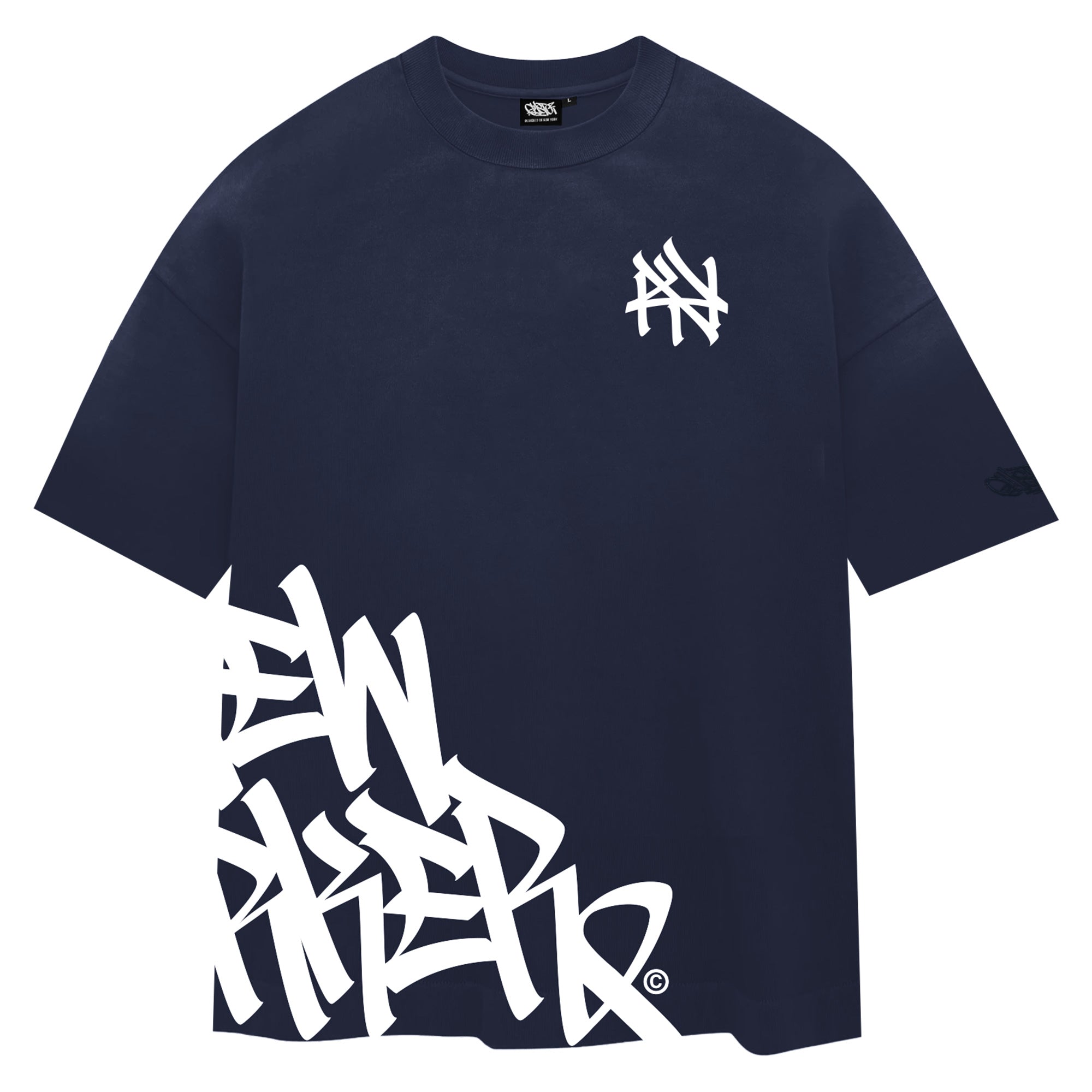 "New Yorker" Graffiti Handstyle - Midnight Navy Blue Heavyweight T-Shirt