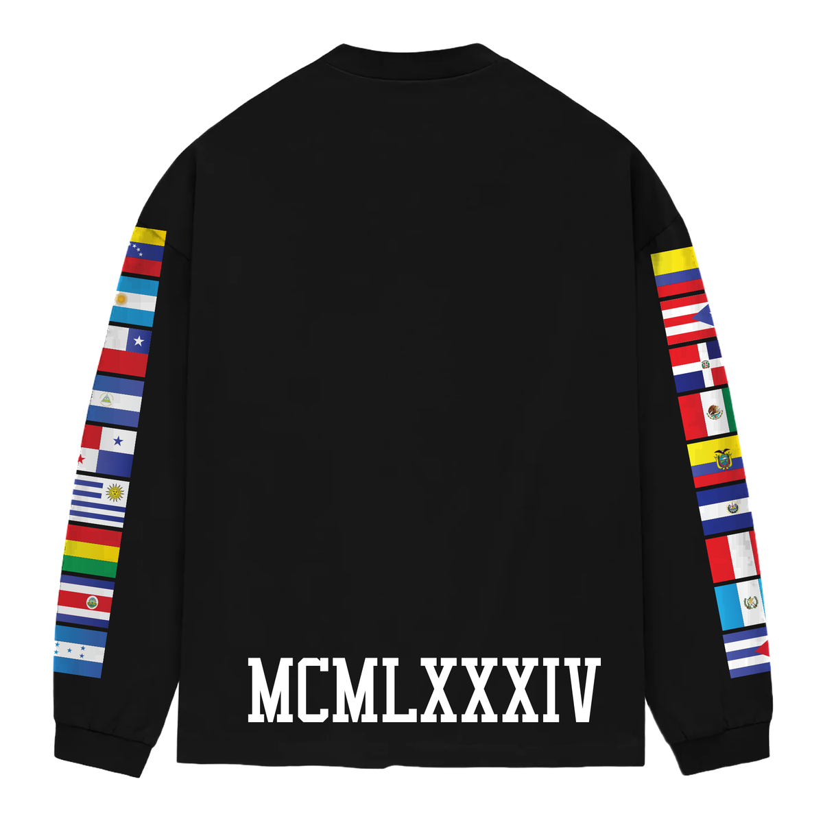 Raices Latinas - Black Heavyweight Flags Long Sleeve Shirt