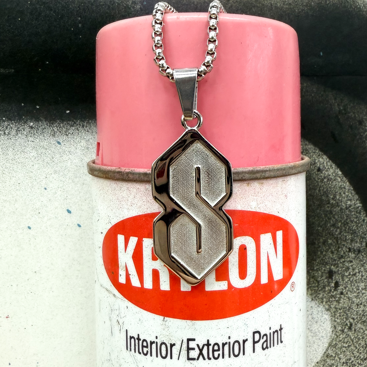 Old School "S" Silver Pendant - Box Link Chain Necklace