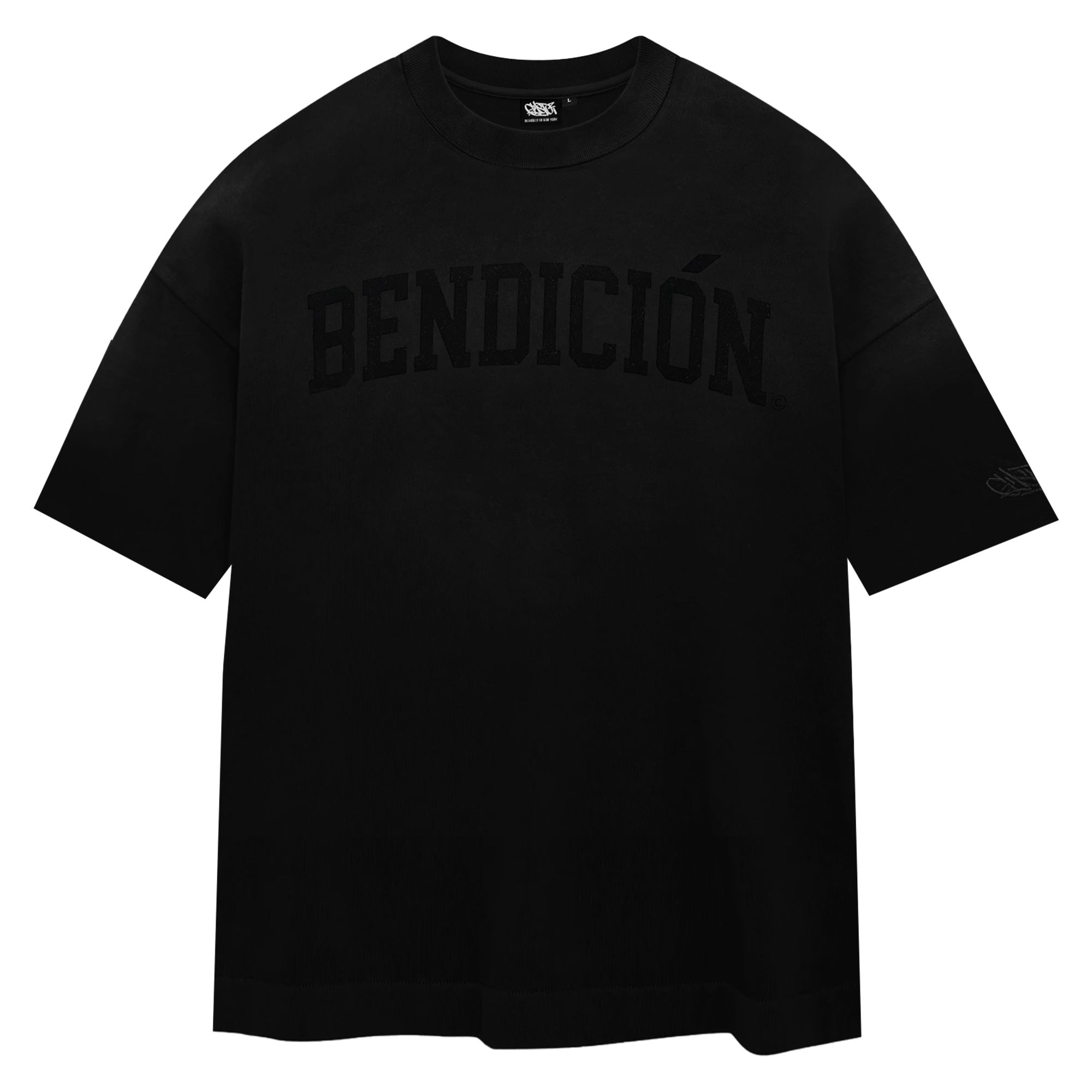 Bendicion - Flocked Triple Black Heavyweight T-Shirt