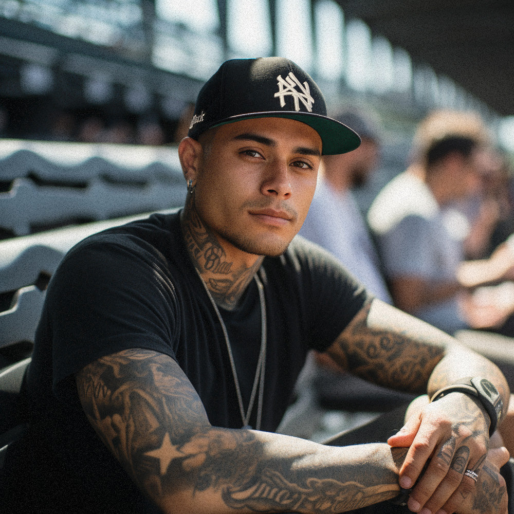 NY Hometown Logo - Black and White Snapback Hat
