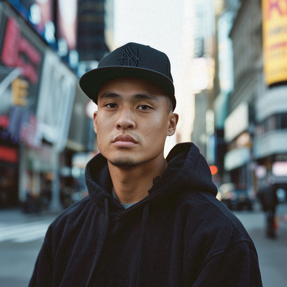 NY Hometown Logo - Triple Black Snapback Hat