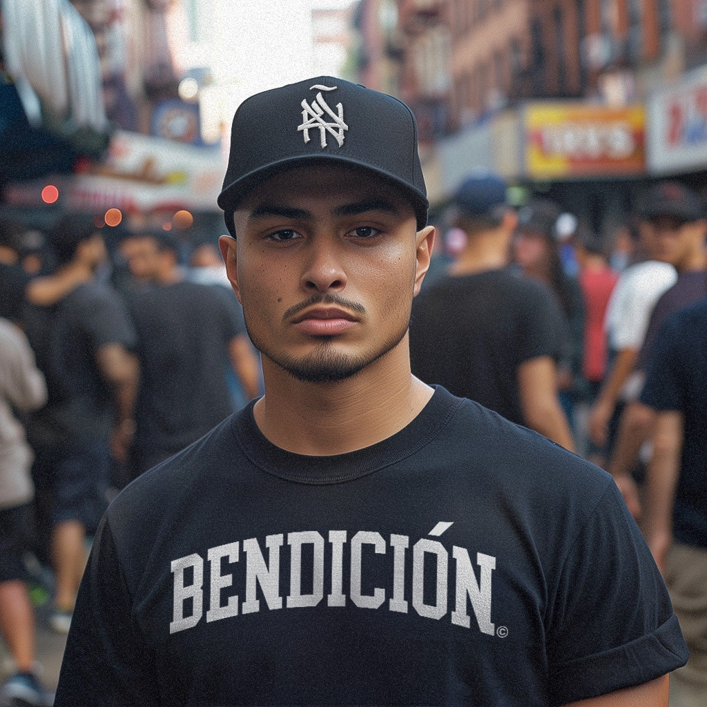 NY (ÑY) Hometown Logo - Latinos Unidos Black and White Snapback Hat