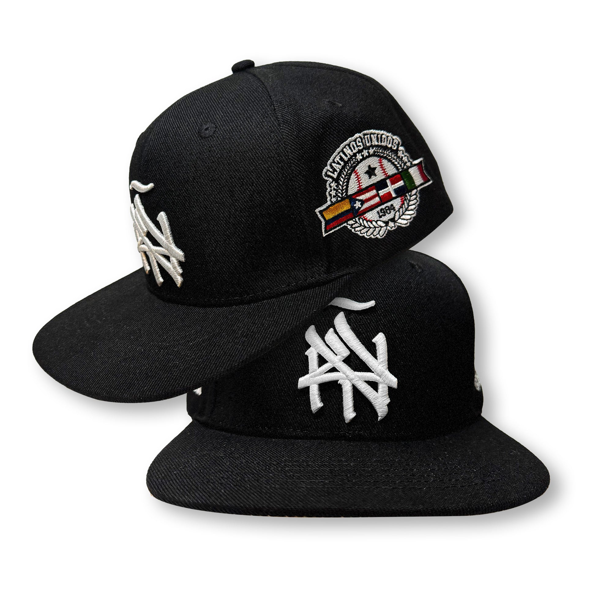 NY (ÑY) Hometown Logo - Latinos Unidos Black and White Snapback Hat