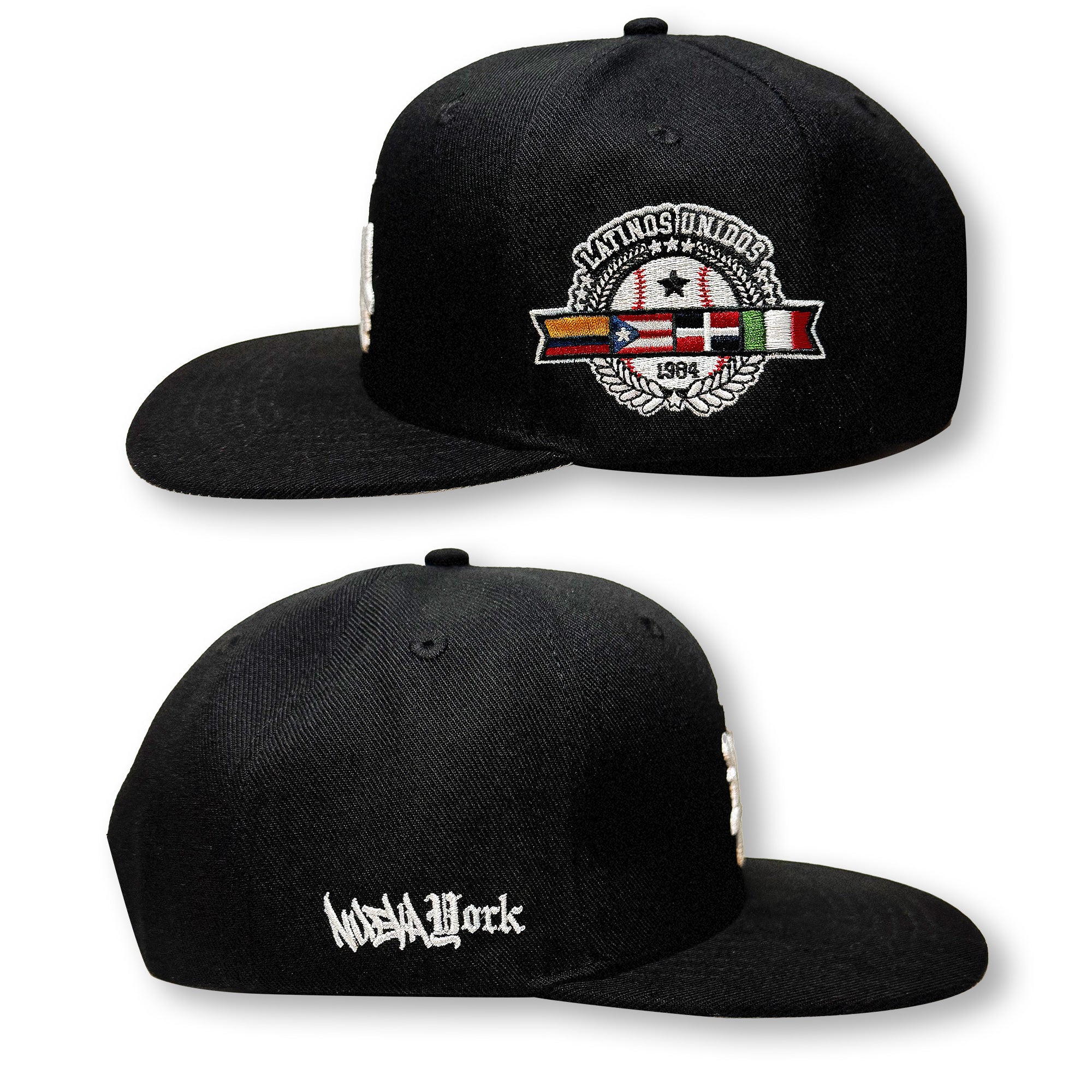 NY (ÑY) Hometown Logo - Latinos Unidos Black and White Snapback Hat