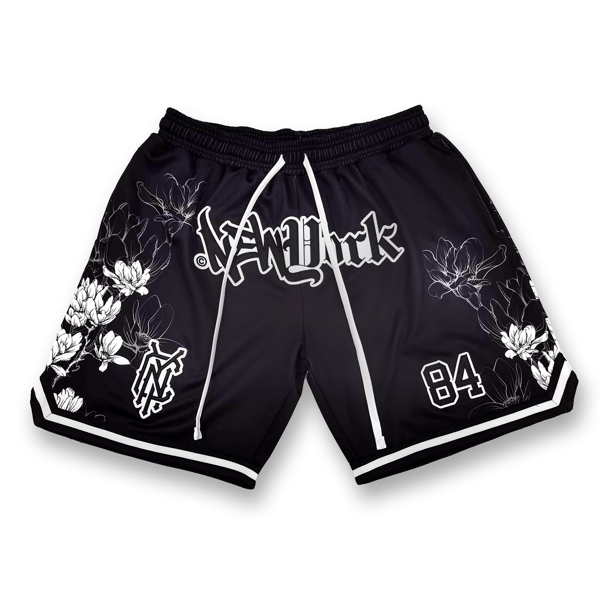 New York "Split Logo" - Floral Activewear Shorts