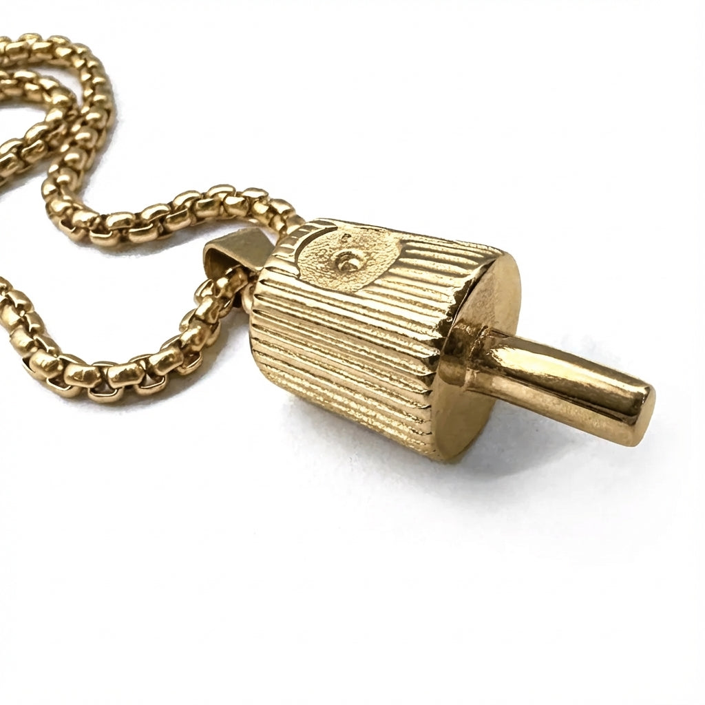 NY Fat Cap Gold Pendant - Box Link Chain Necklace