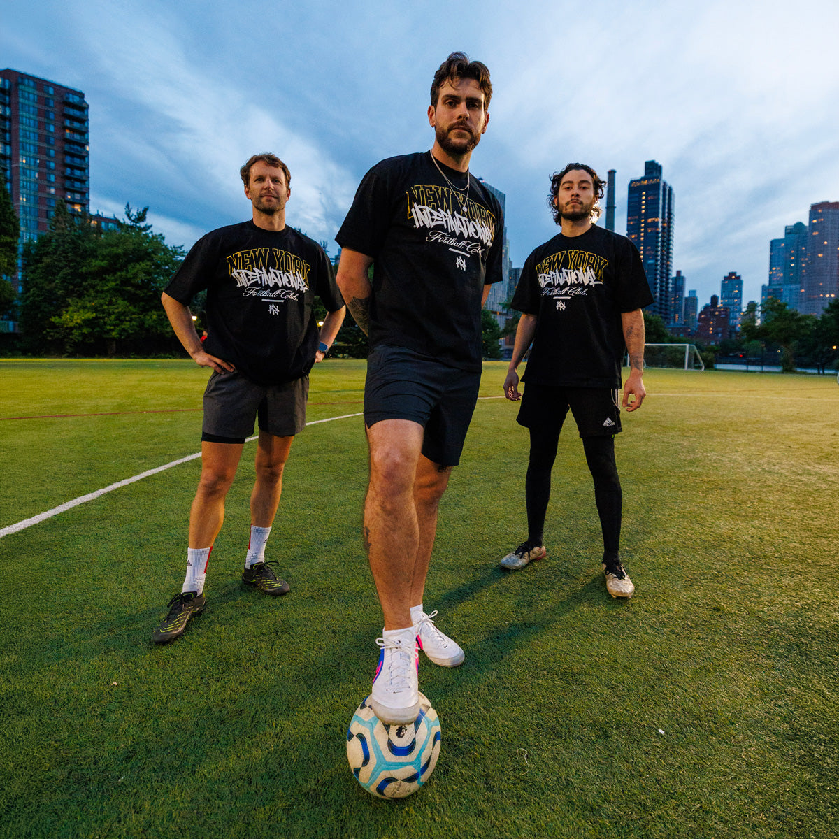 NY International Football Club, Giveback Edition - Black Heavyweight T-Shirt
