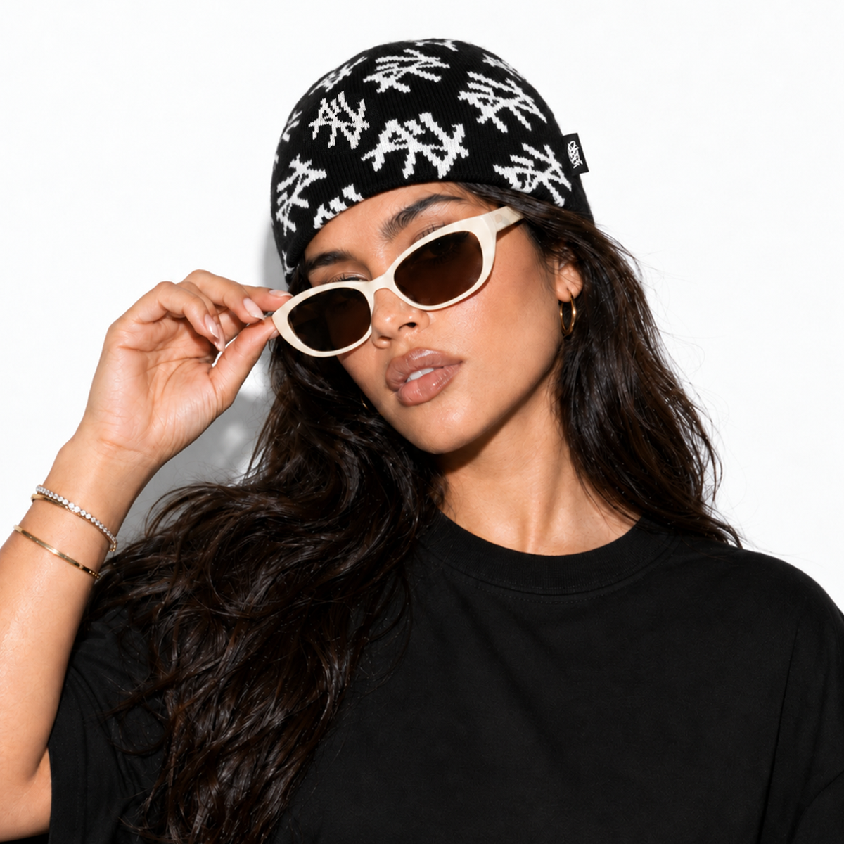 NY Hometown Logo - All-Over Jacquard Knit Beanie