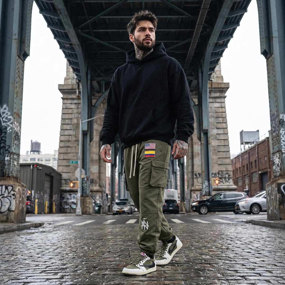 NY (ÑY) Latino Street Tech v2 - Olive Techwear Customizable Cargo Pants
