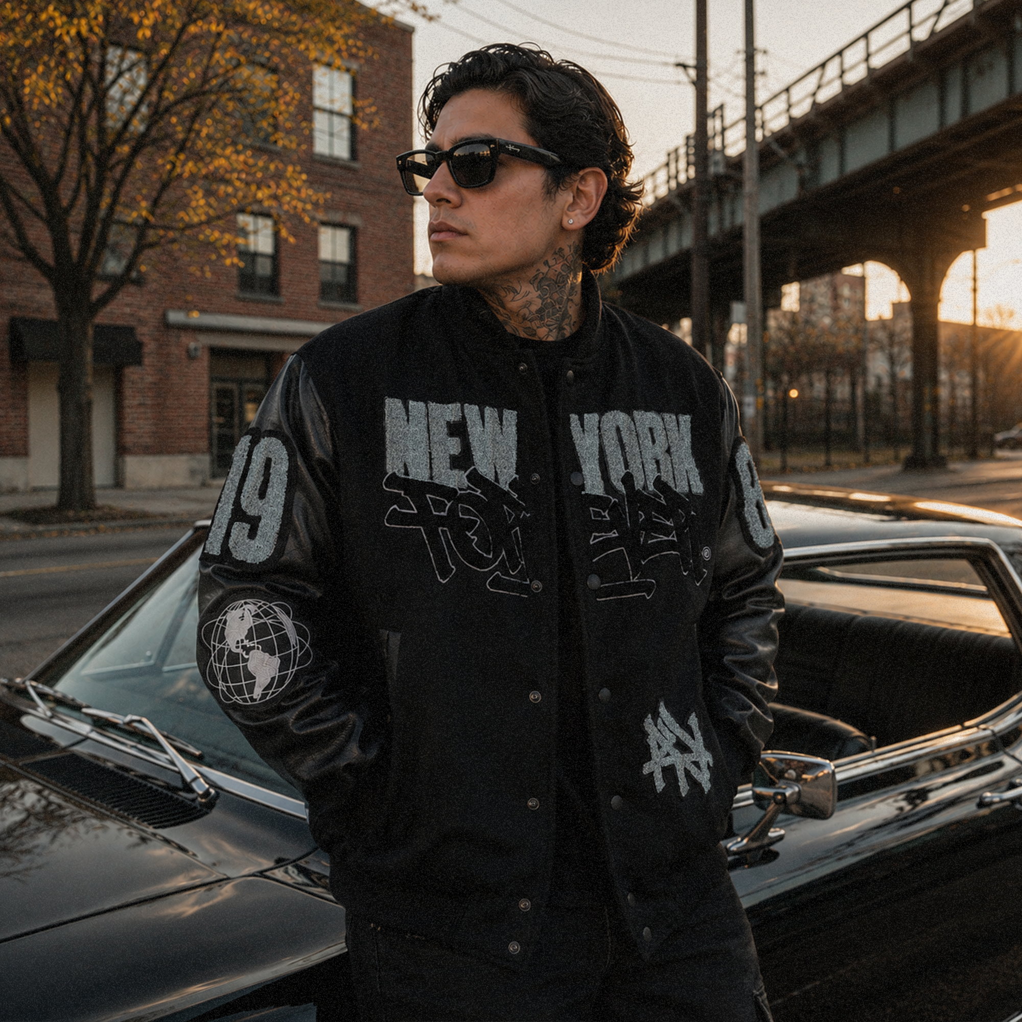 New York Forever - Black Varsity Leather Jacket