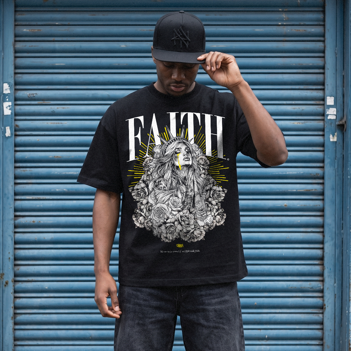 FAITH Statue Of Liberty - Black Heavyweight T-Shirt