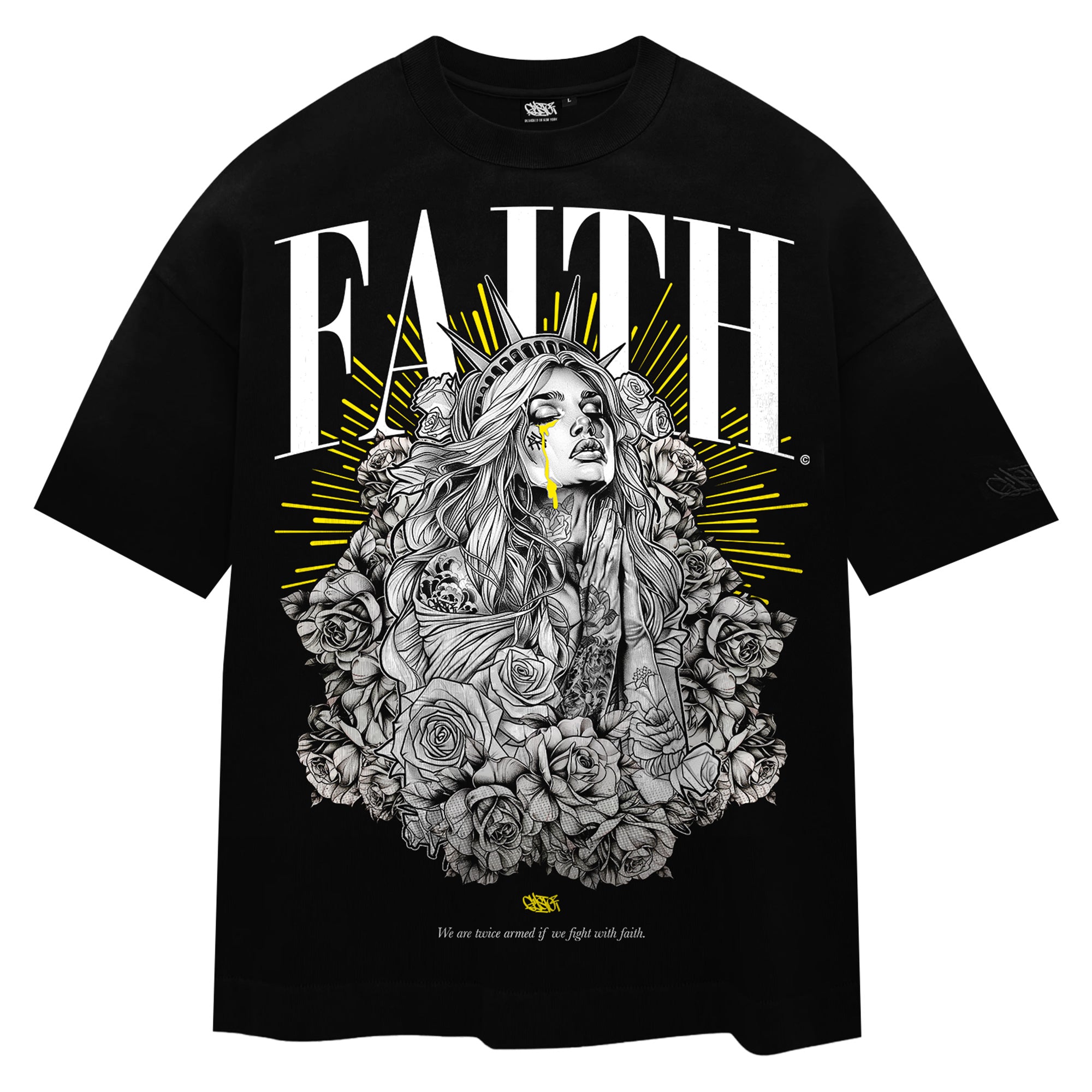 FAITH Statue Of Liberty - Black Heavyweight T-Shirt