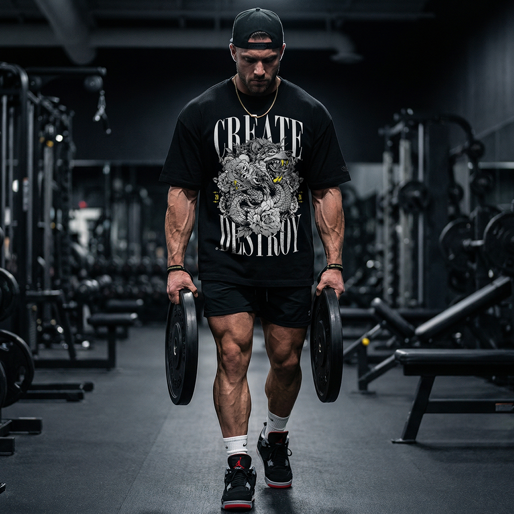 Wolf and Serpent "Create X Destroy" - Black Heavyweight T-Shirt