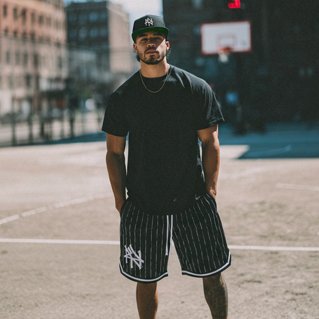 NY Hometown - Pinstripe Activewear Shorts