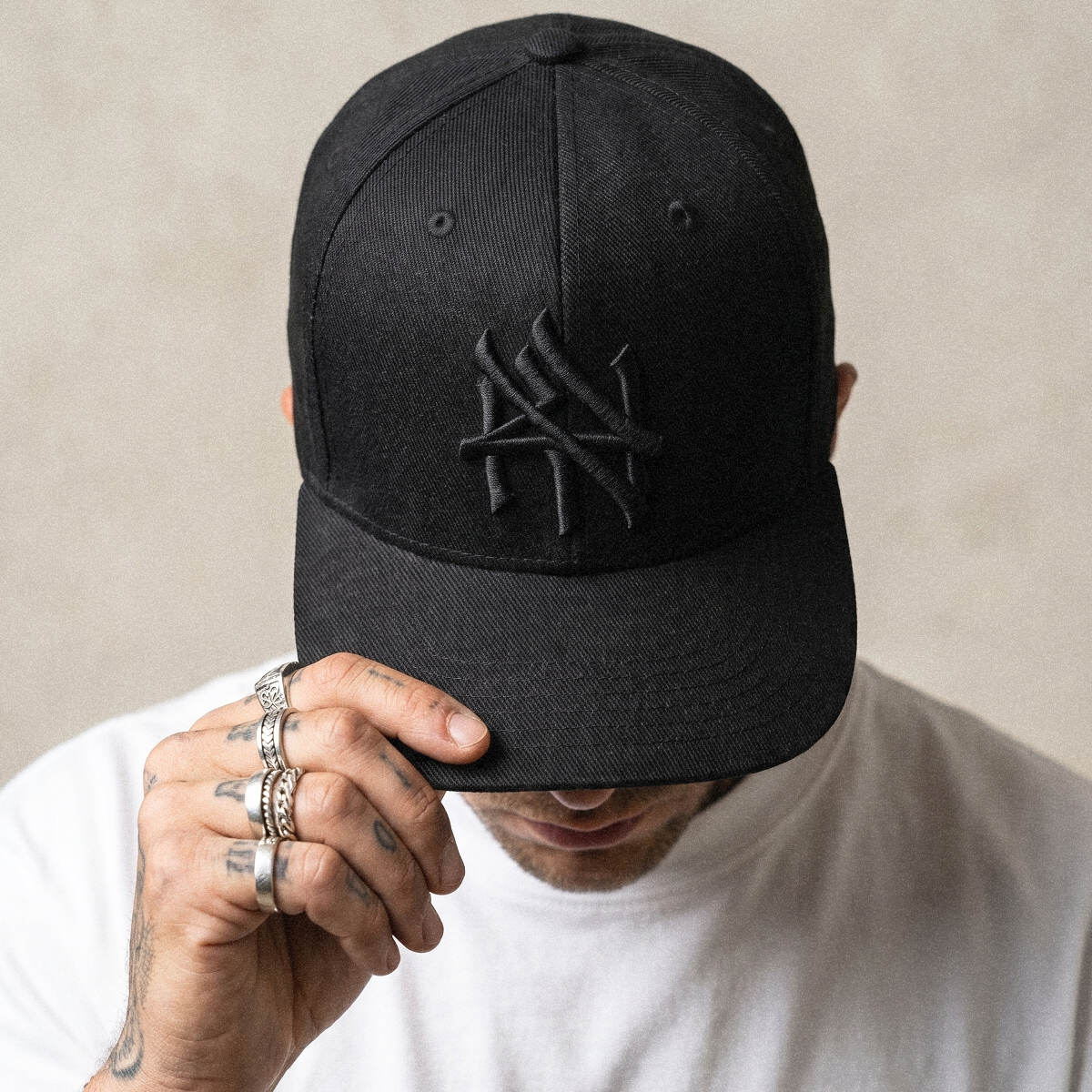 NY Hometown Logo - Triple Black Snapback Hat