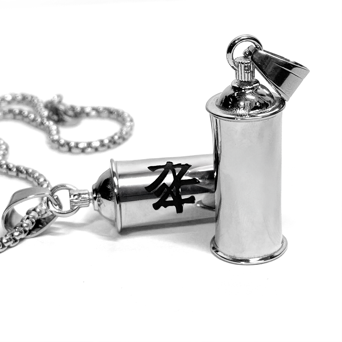 Spray Can Silver Pendant - Box Link Chain Necklace