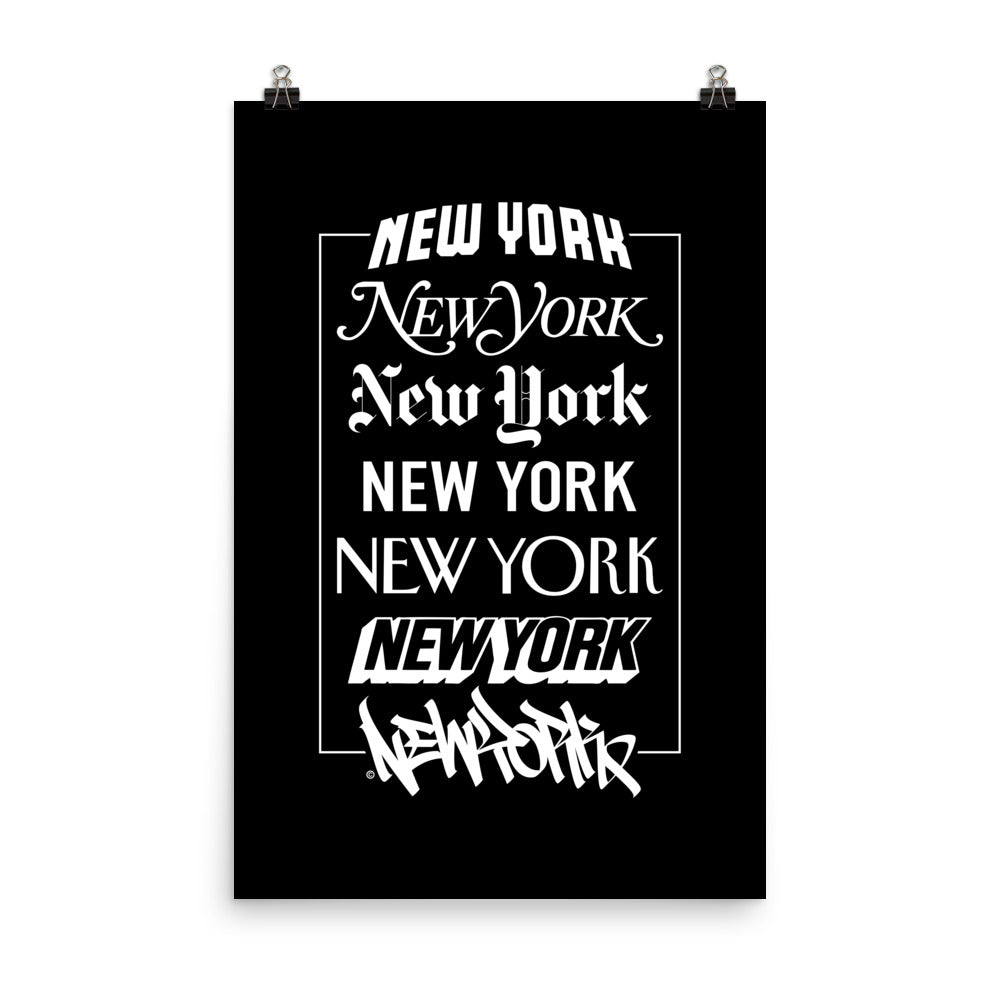 New York Logos - Black Poster